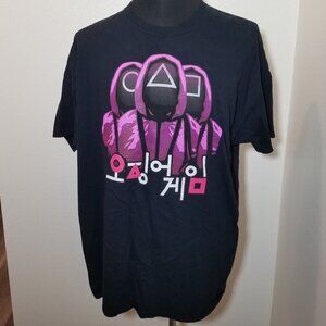 Squid Games Netflix Show Mens Size XXL Shirt Black Pink Soldiers Players 456